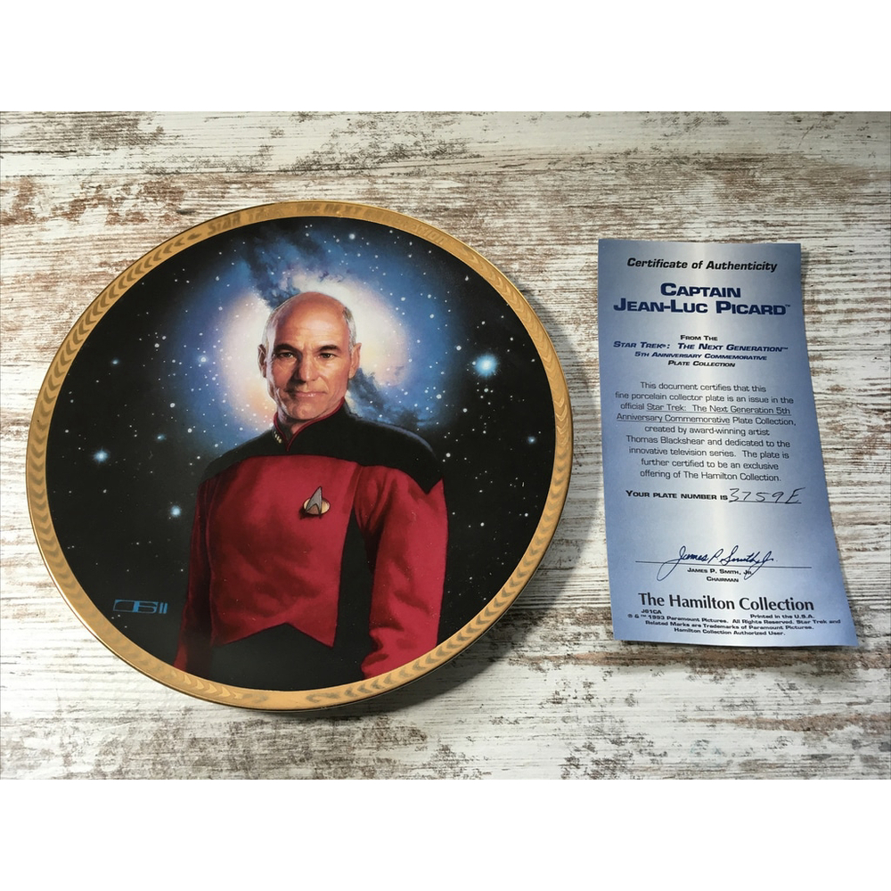 Vintage Star Trek Captain Picard Collector Plate Hamilton Box